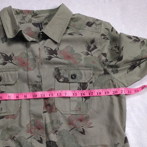 Amanda Green Cotton Floral Utility Jacket Size XL - Picture 4 of 11